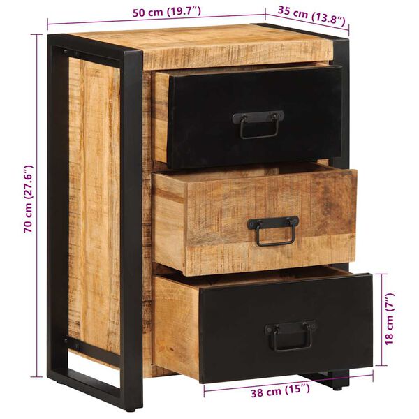 ντουλάπι συρταριών vidaXL 50x35x70 cm Στερεό ακατέργαστο ξύλο Mango