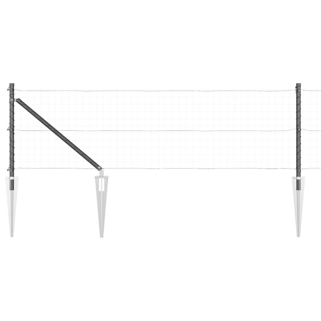 vidaXL Σετ Πόστες Φράκτη 7 pcs Γκρι Ø32mm 60 εκ Μέταλλο