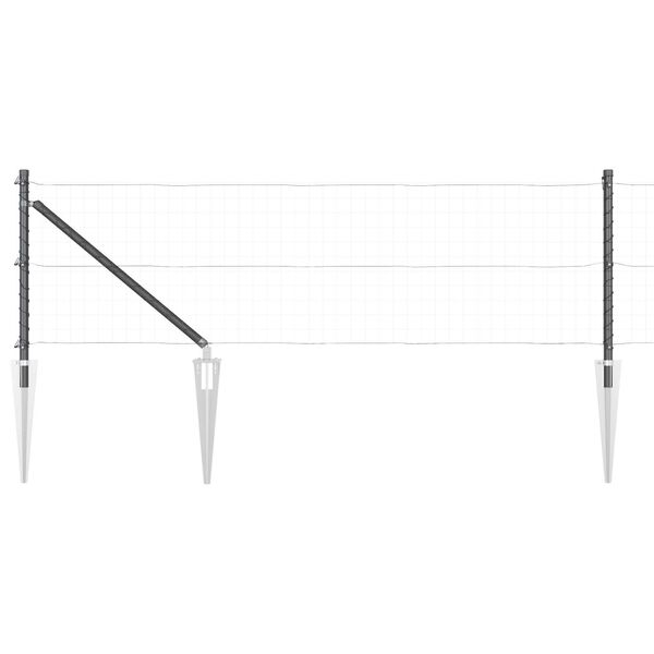 vidaXL Σετ Πόστες Φράκτη 7 pcs Γκρι Ø32mm 60 εκ Μέταλλο