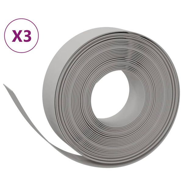 vidaXL Μπορντούρες Κήπου 3 τεμ. Γκρι 10 μ. 15 εκ. από Πολυαιθυλένιο