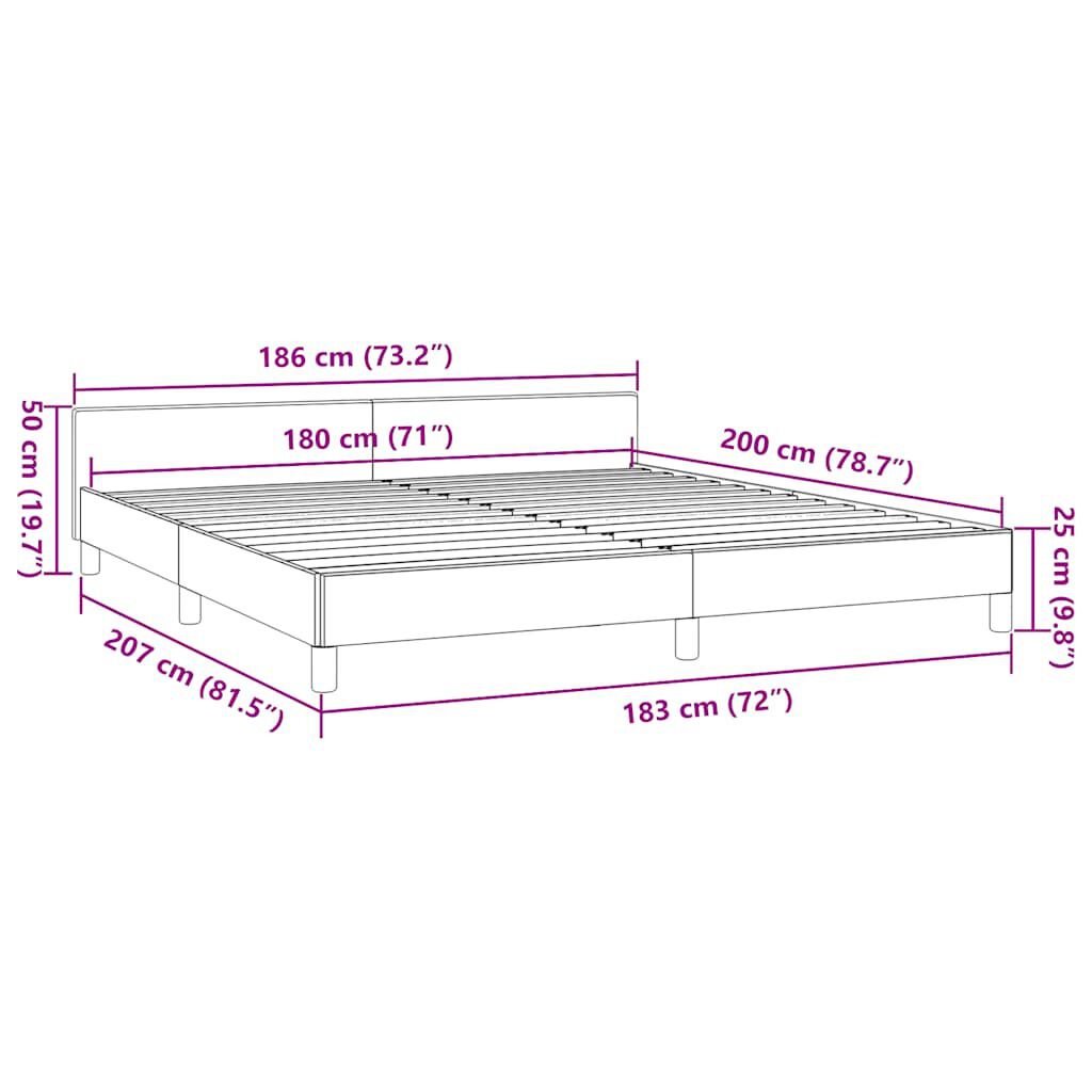 vidaXL Σκελετός Κρεβατιού Χωρίς Στρώμα Κρεμ 180x200 εκ. Υφασμάτινο