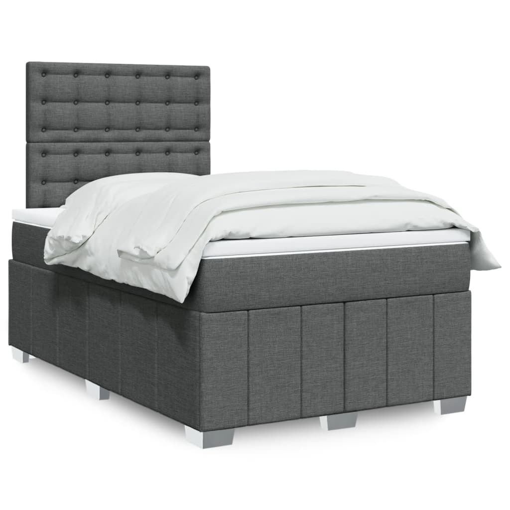 vidaXL Κρεβάτι Boxspring με Στρώμα Σκούρο Γκρι 120x200 εκ. Υφασμάτινο