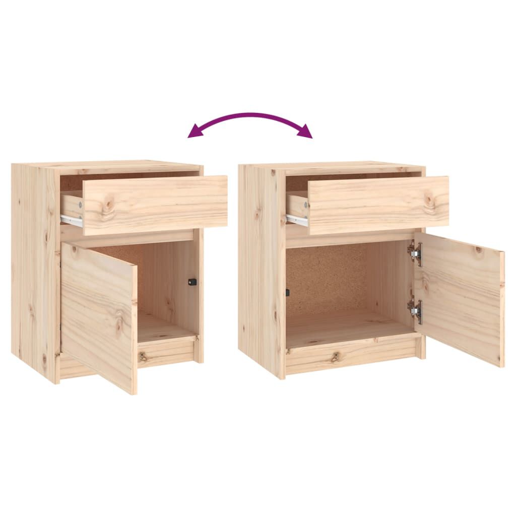 vidaXL Κομοδίνα 2 Τεμ. 40 x 31 x 50 εκ. από Μασίφ Ξύλο Πεύκου