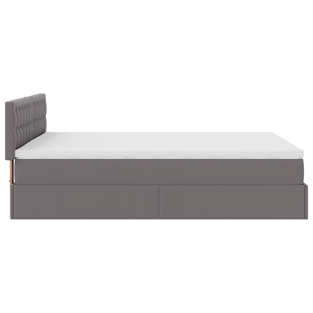 vidaXL Οθωμανικό κρεβάτι με στρώμα Γκρι 140x200cm Faux Leather