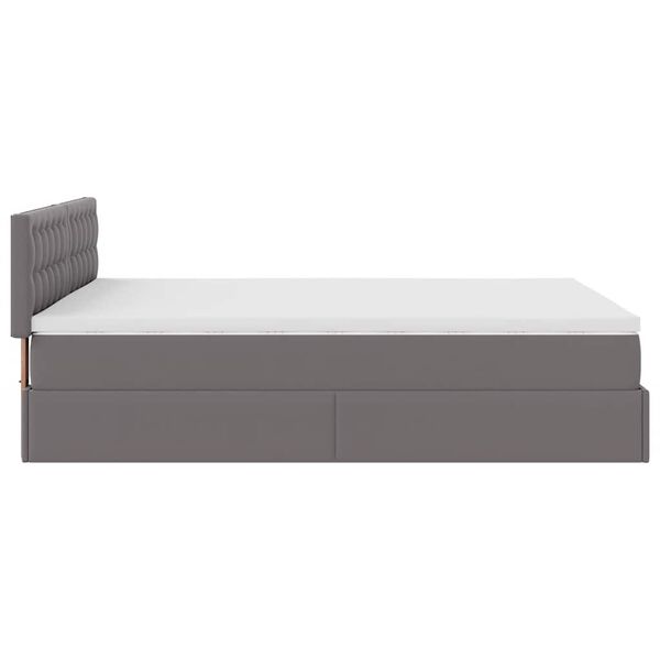 vidaXL Οθωμανικό κρεβάτι με στρώμα Γκρι 140x200cm Faux Leather