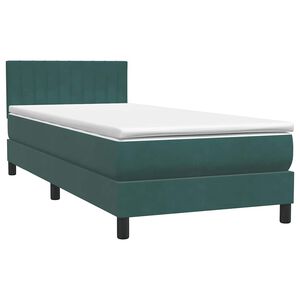 vidaXL Box Spring κρεβάτι με στρώμα σκούρο πράσινο 80x220εκ. Βελούδινο