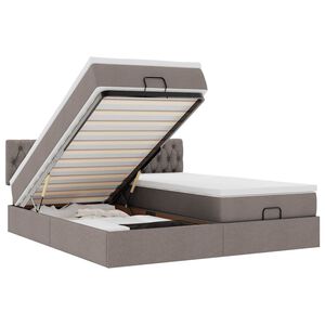 vidaXL &Omicron;&theta;&omega;&mu;&alpha;&nu;&iota;&kappa;ό &kappa;&rho;&epsilon;&beta;ά&tau;&iota; &mu;&epsilon; &sigma;&tau;&rho;ώ&mu;&alpha;&tau;&alpha; & LEDs Taupe 180x200cm ύ&phi;&alpha;&sigma;&mu;&alpha;