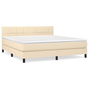 vidaXL Κρεβάτι Boxspring με Στρώμα Κρεμ 160x200 εκ. Υφασμάτινο