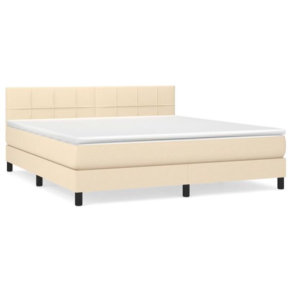 vidaXL Κρεβάτι Boxspring με Στρώμα Κρεμ 160x200 εκ. Υφασμάτινο