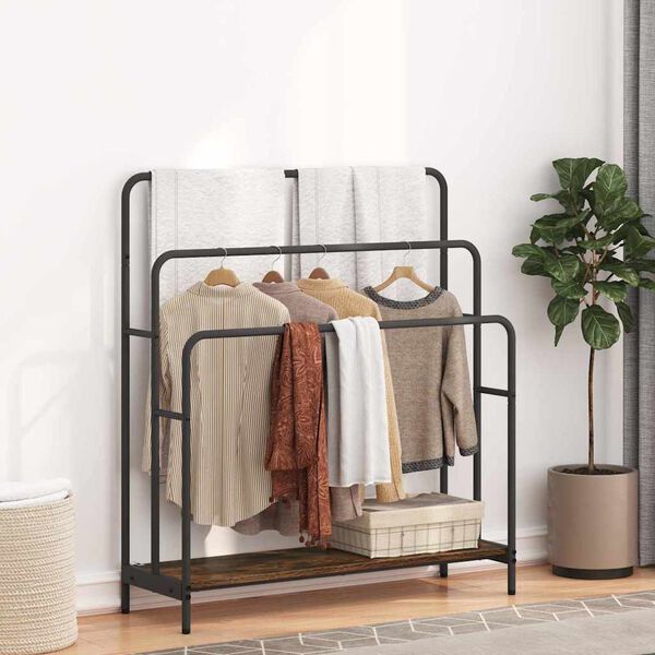vidaXL Ράφι Ρούχων με ράφι Καπνιστή δρυς 90 x 30 x 100.5 εκ.