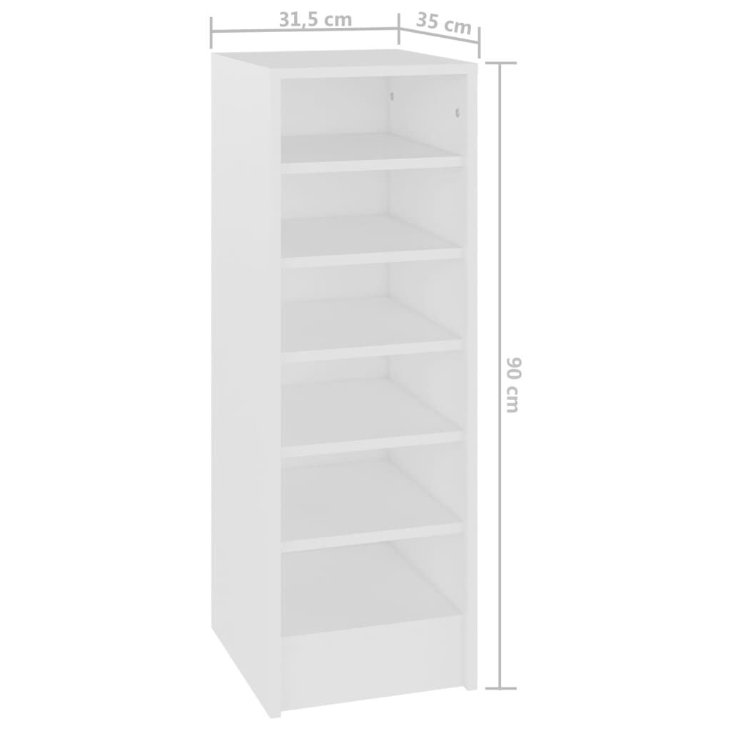 vidaXL Παπουτσοθήκη Λευκή 31,5 x 35 x 90 εκ. από Επεξ. Ξύλο