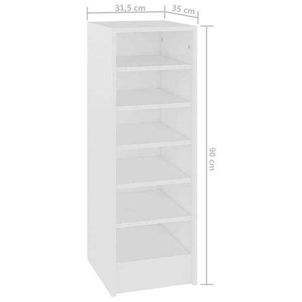 vidaXL Παπουτσοθήκη Λευκή 31,5 x 35 x 90 εκ. από Επεξ. Ξύλο