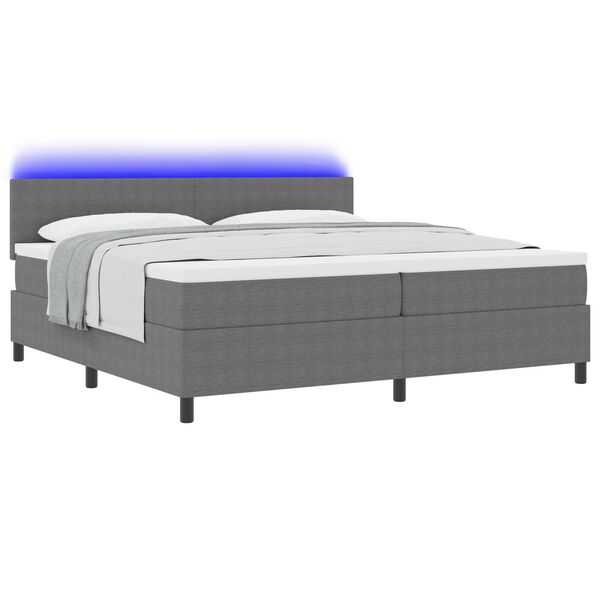 vidaXL Κρεβάτι με Βάση Στρώματος & LED Ανοιχτό Γκρι 200x200 εκ. Βελούδο