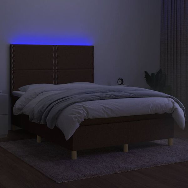 vidaXL &Kappa;&rho;&epsilon;&beta;ά&tau;&iota; Boxspring &mu;&epsilon; &Sigma;&tau;&rho;ώ&mu;&alpha; & LED &Sigma;&kappa;.&Kappa;&alpha;&phi;έ 140x200 &epsilon;&kappa; &Upsilon;&phi;&alpha;&sigma;&mu;ά&tau;&iota;&nu;&omicron;