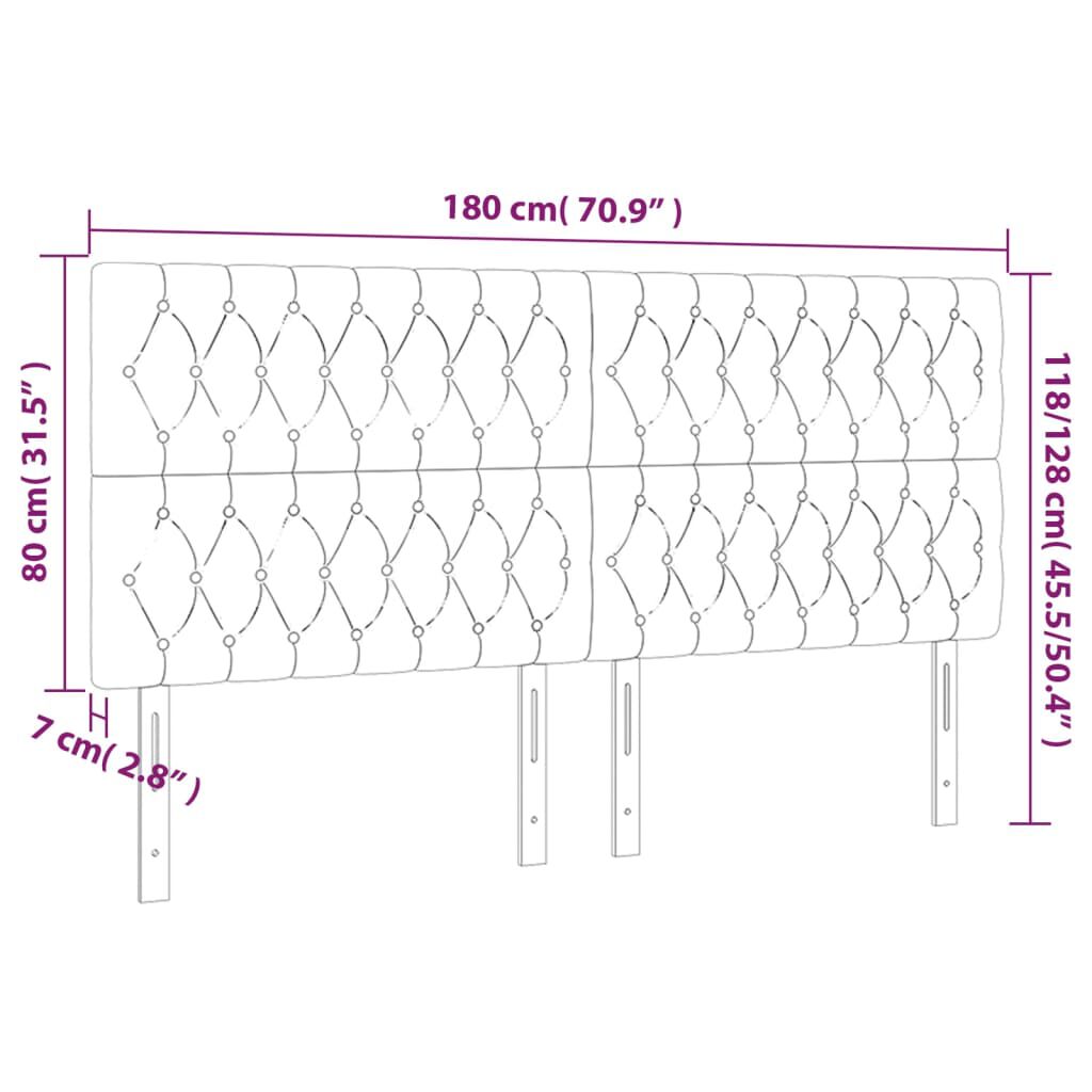vidaXL Κεφαλάρι Κρεβατιού LED Ανοιχτό Γκρι 180x7x118/128 εκ. Βελούδινο