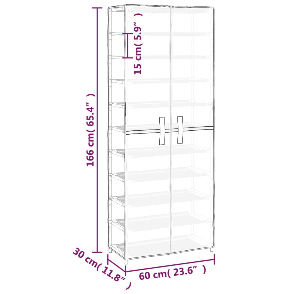 vidaXL Παπουτσοθήκη Κρεμ 60 x 30 x 166 εκ. Υφασμάτινη