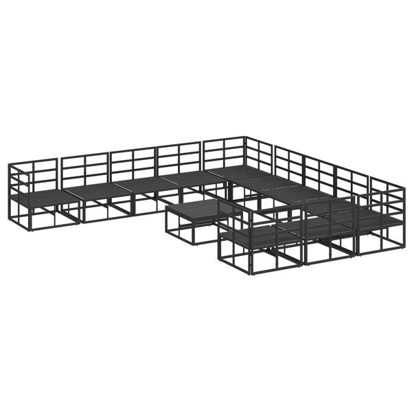 vidaXL Σετ Καναπέ Κήπου 12 pcs Μαύρο 70 x 70 x 32 εκ Αλουμίνιο