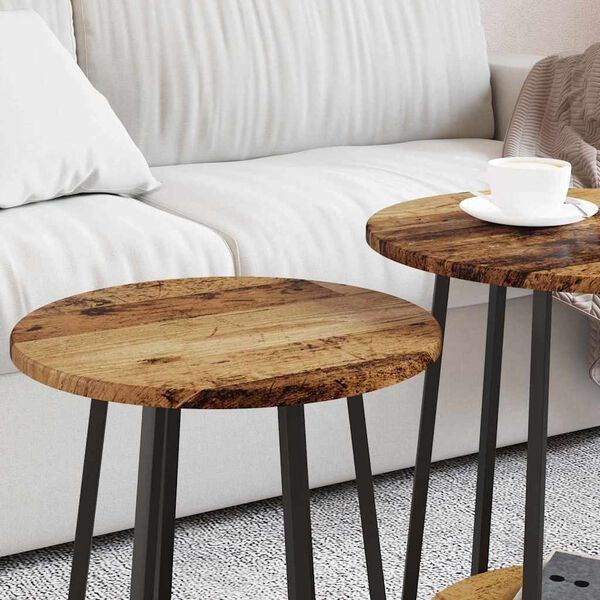 vidaXL Σετ βοηθητικά τραπεζάκια με ράφι 2 pcs Παλιό ξύλο και Μαύρο