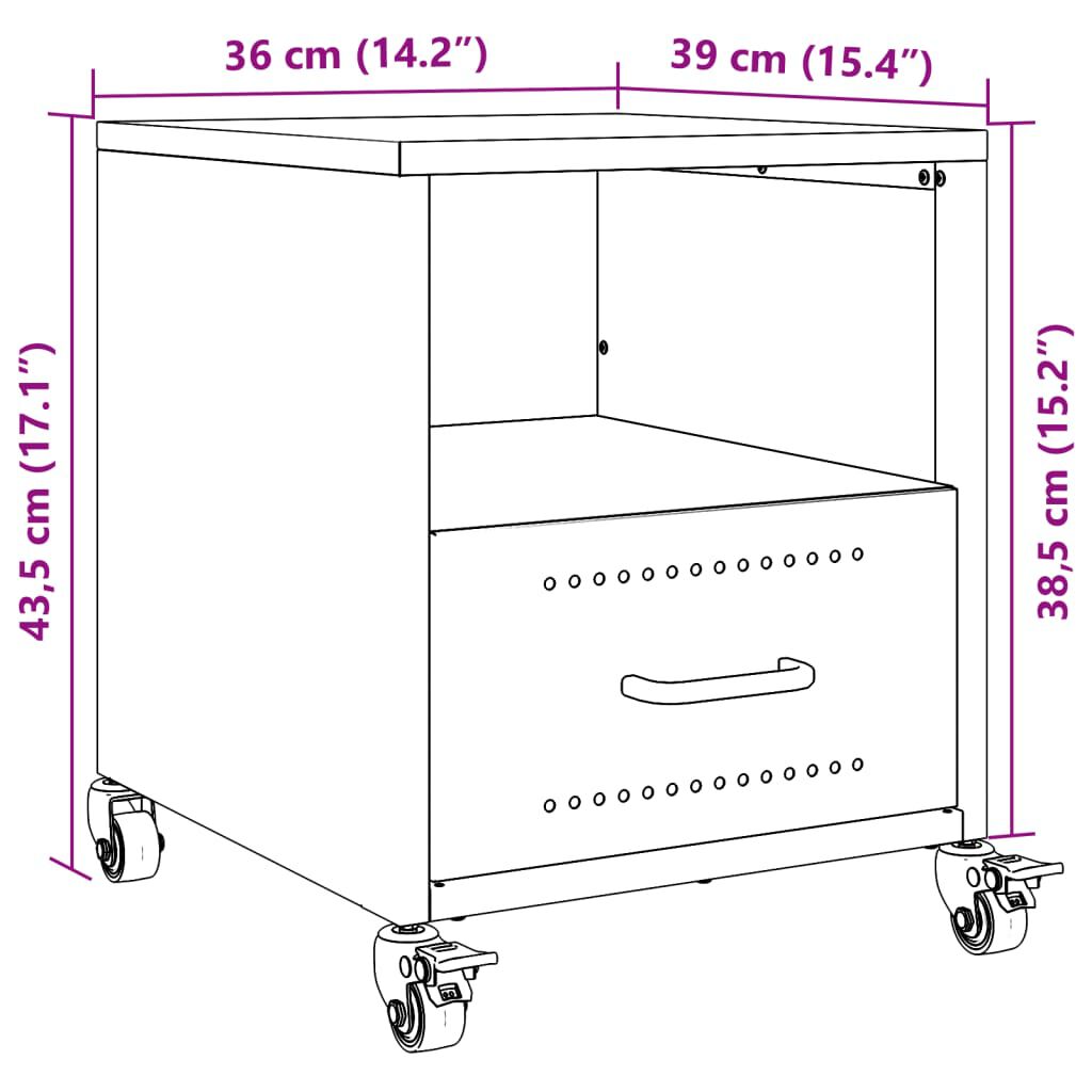 vidaXL Κομοδίνο Μαύρο 36x39x43,5 εκ. από Χάλυβα