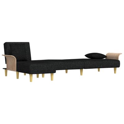 vidaXL Καναπές Κρεβάτι Γωνιακός Μαύρος 279 x 140 x 70 εκ. Υφασμάτινος