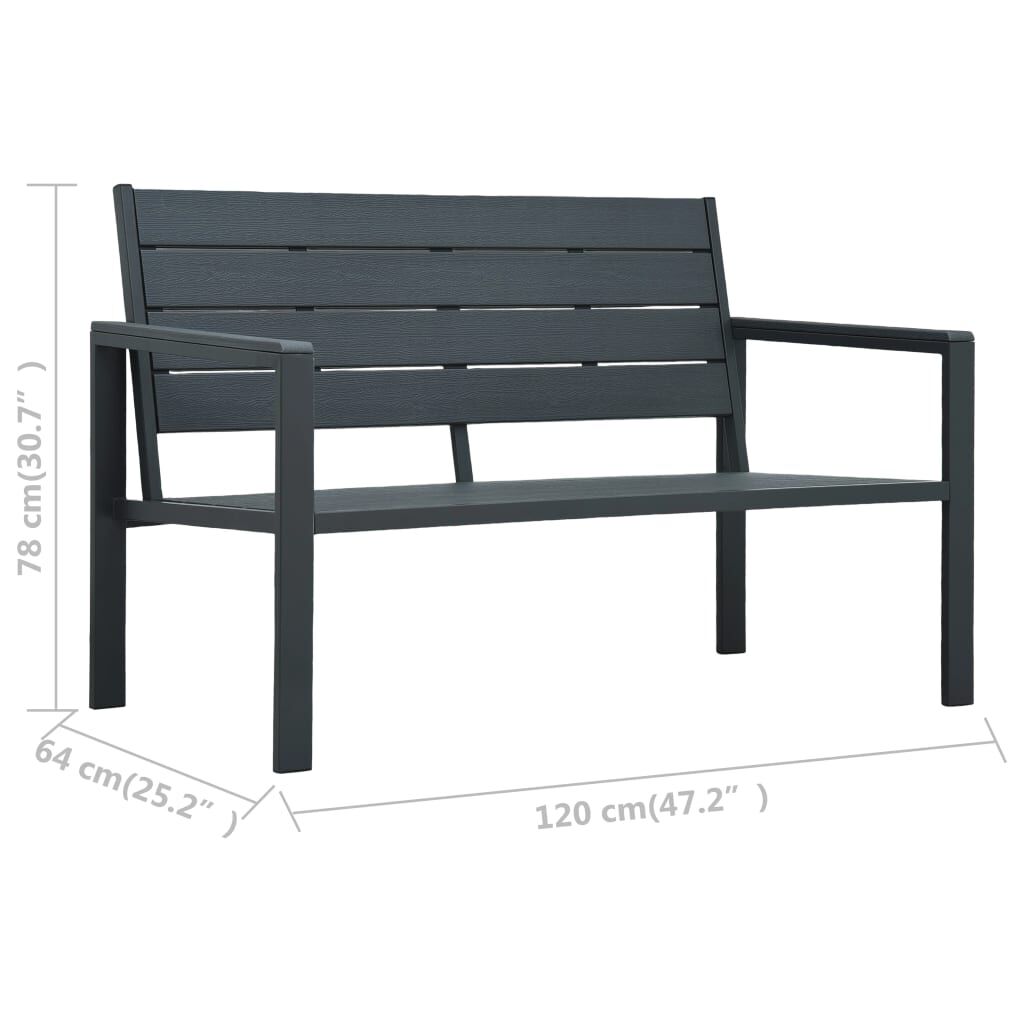 vidaXL Παγκάκι Κήπου Γκρι με Όψη Ξύλου 120 εκ. από HDPE