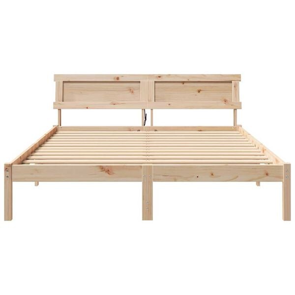 vidaXL Σκελετός Κρεβατιού Καφέ 150 x 200 cm Μασίφ ξύλο πεύκου