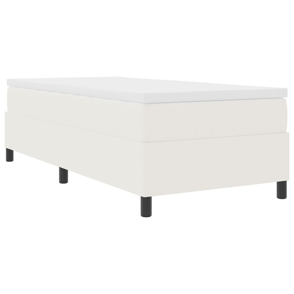 vidaXL Box Spring Bed με Στρώμα Κρέμα Μονό Ύφασμα Κορντουρό