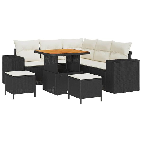 vidaXL Σετ Καναπέ Κήπου 8 pcs Μαύρο και Κρέμα 80 x 80 x 71 cm