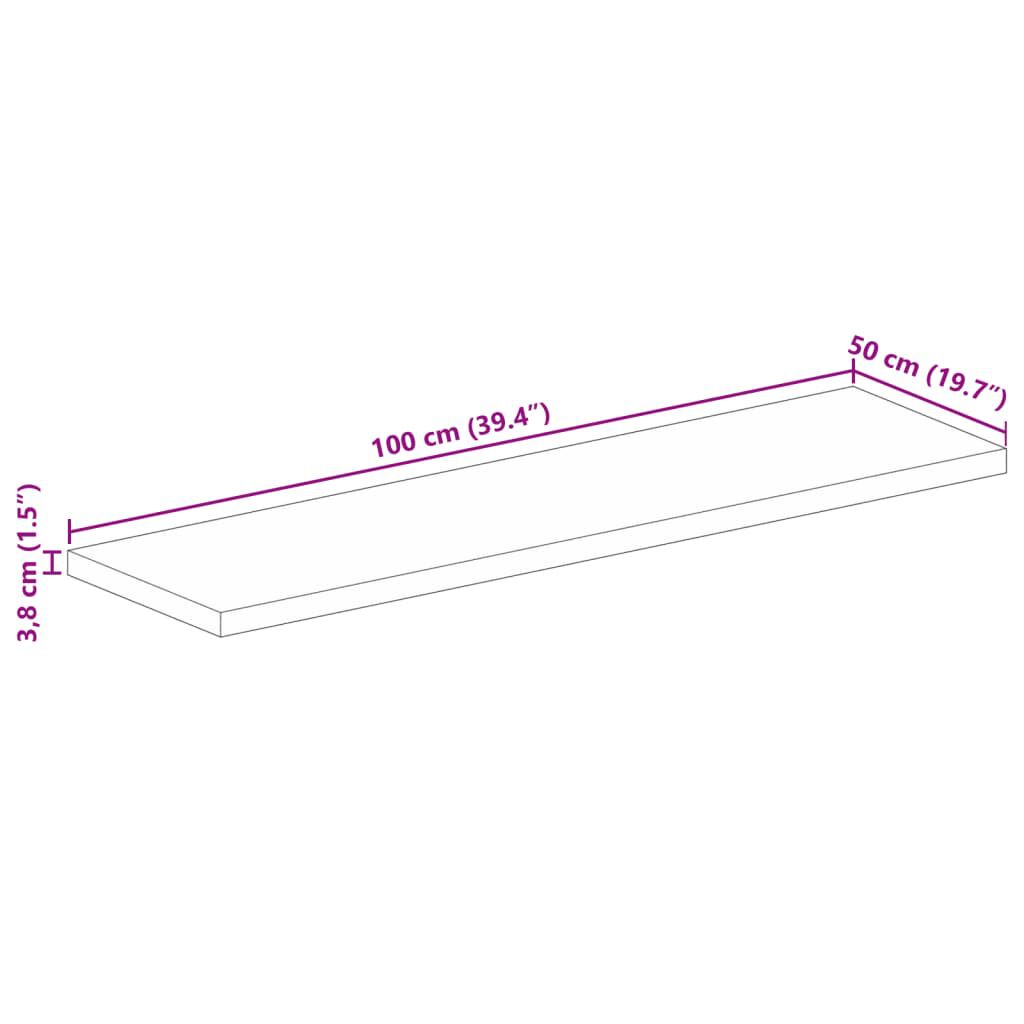 vidaXL Επιφάνεια Τραπεζιού Ορθογώνια 100x50x3,8 εκ. Μασίφ Ξύλο Μάνγκο