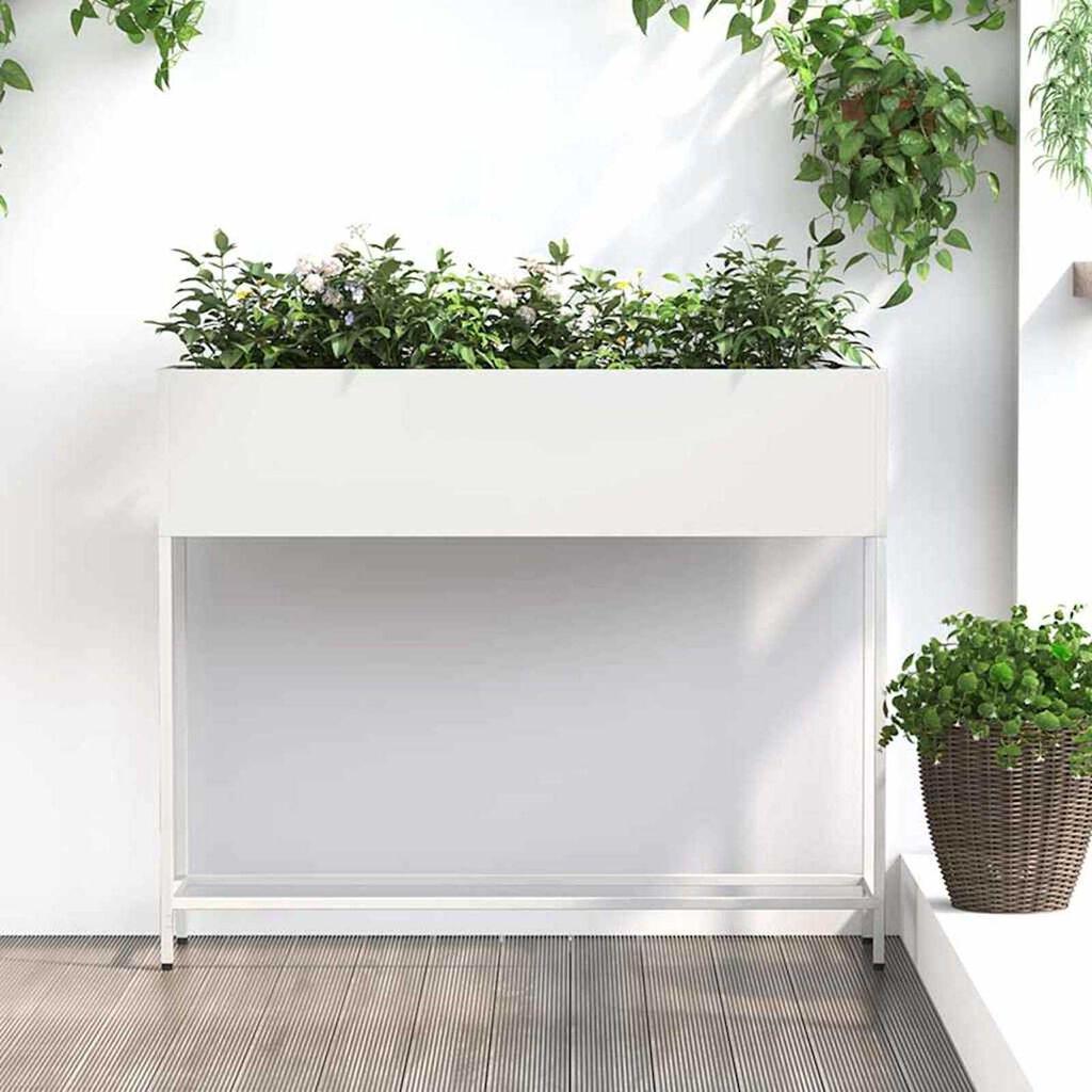 vidaXL Υψωμένη Γλάστρα Κήπου Λευκό 100 x 26 x 82 εκ Ατσάλι