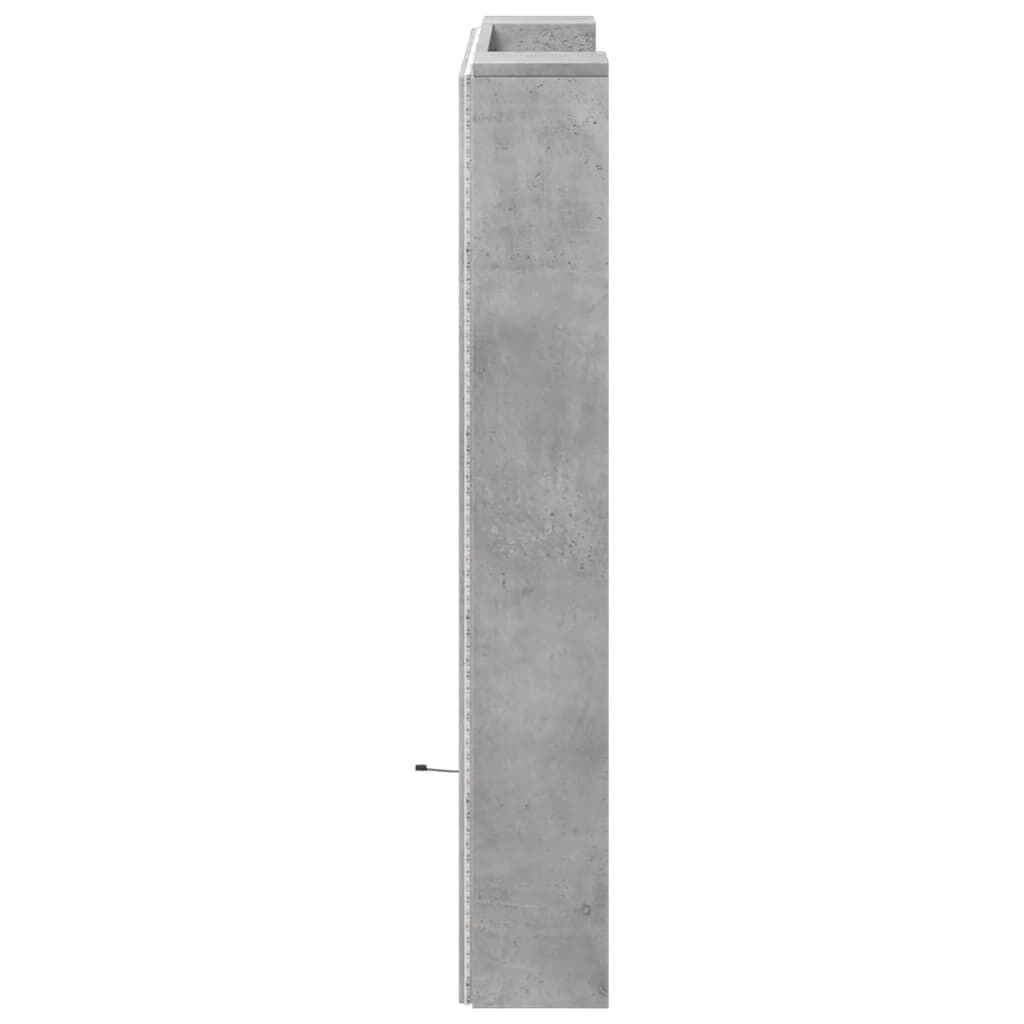 vidaXL Κεφαλάρι με Αποθηκ. Χώρο & LED Γκρι Σκυρ. 100x16,5x103,5 εκ.