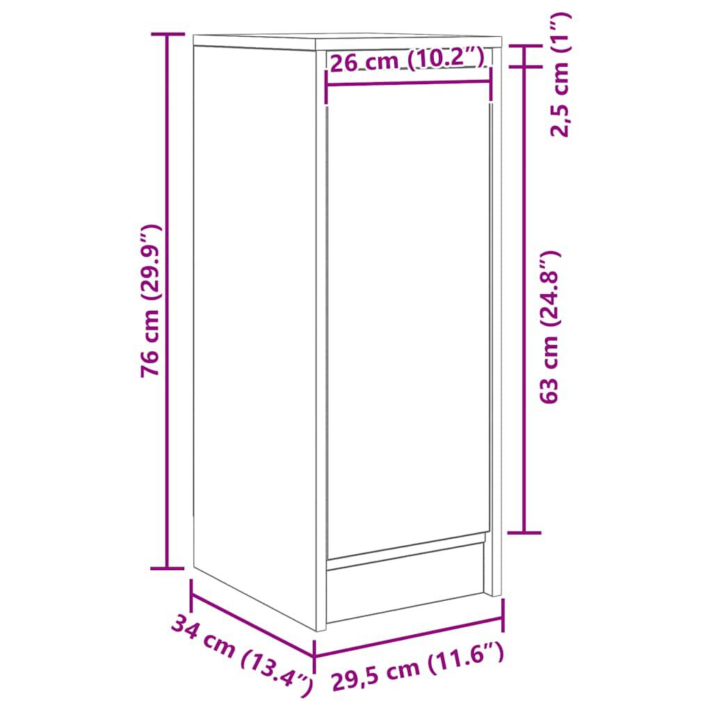 vidaXL Ντουλάπι Καφέ Δρυς 29,5x34x76 εκ. Επεξεργασμένο Ξύλο