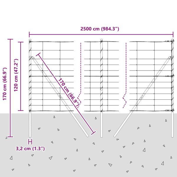 vidaXL Περίφραξη αγρού Ασημί 25 x 1.2 μ Γαλβανισμένος χάλυβας