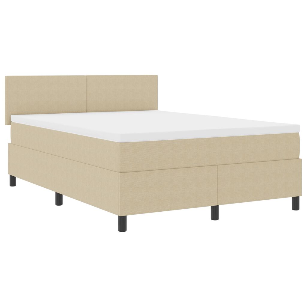 vidaXL Box Spring Bed με Στρώμα & LED Φως Πράσινο Γκρι 140x200 εκ. Ύφασμα Κορντούρας