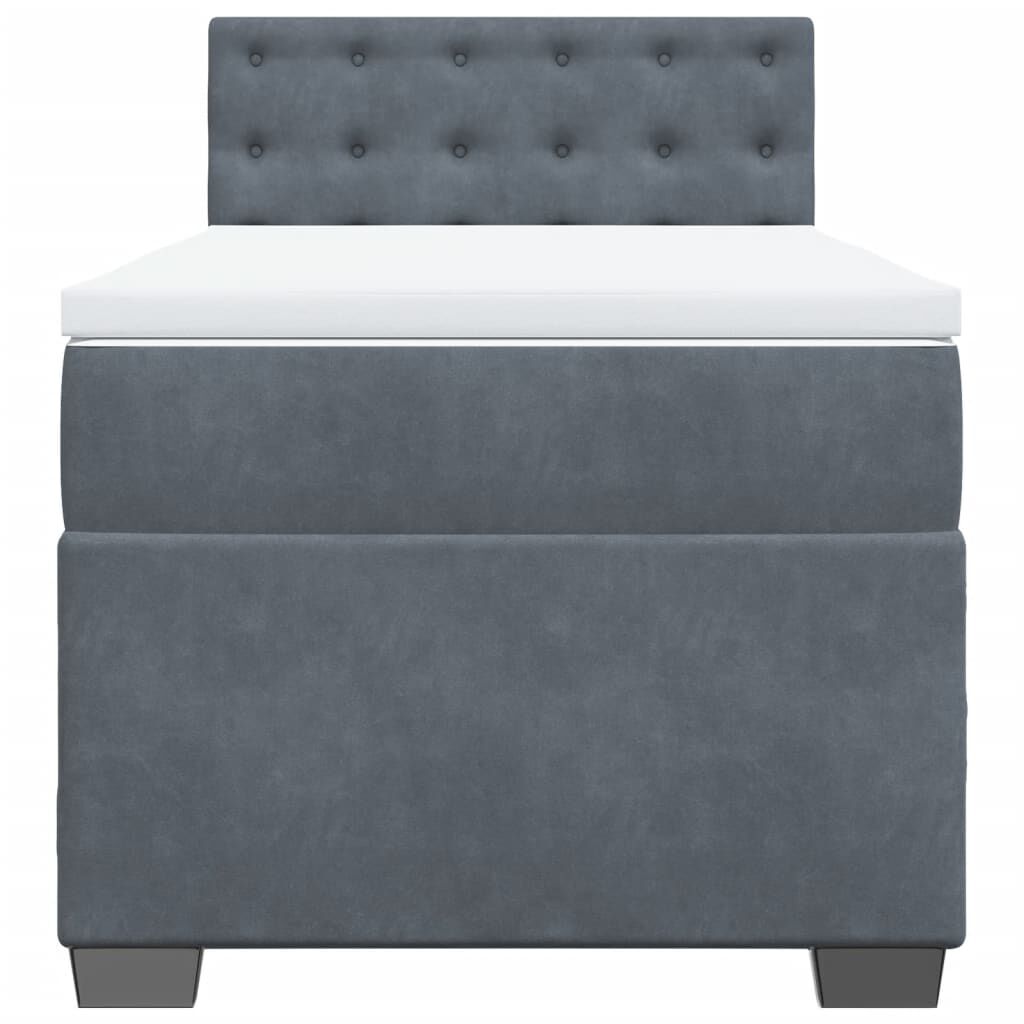 vidaXL Κρεβάτι Boxspring με Στρώμα Σκούρο Γκρι 100x200 εκ. Βελούδινο