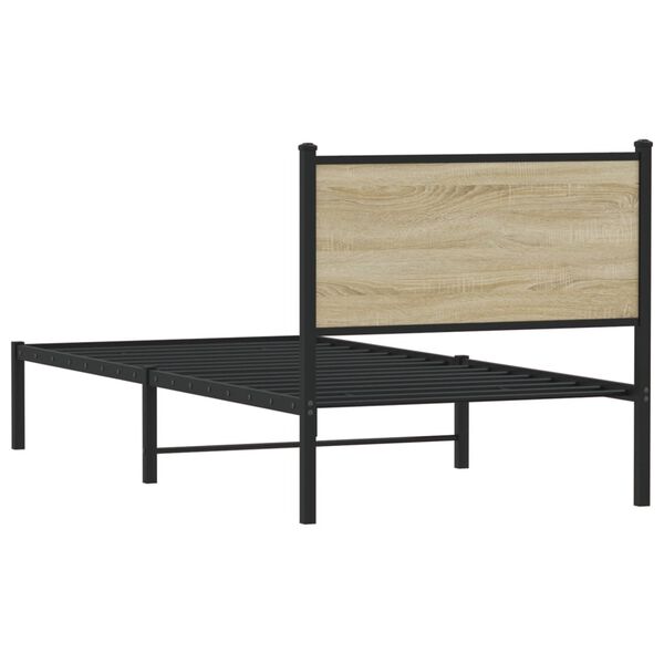vidaXL Σκελετός Κρεβ. Χωρίς Στρώμα Sonoma Δρυς 90x200 εκ. Μεταλλικό