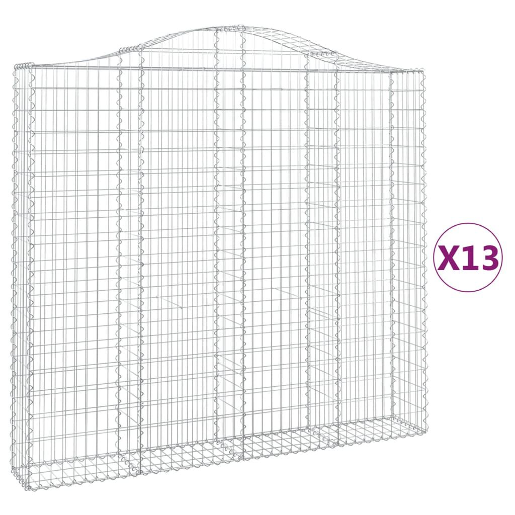 vidaXL Συρματοκιβώτια Τοξωτά 13 τεμ. 200x30x180/200 εκ. Γαλβαν. Ατσάλι