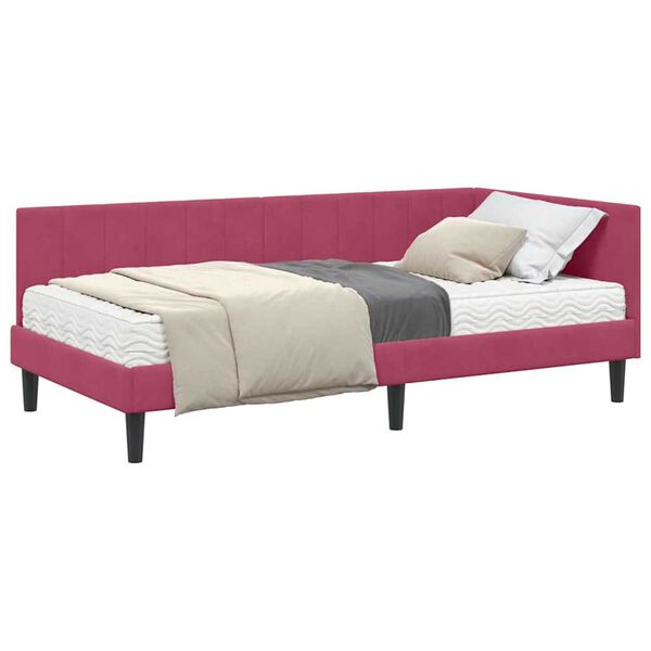 vidaXL Κρεβάτι Γωνίας με στρώμα Μπορντό 100 x 200 cm Βελούδο