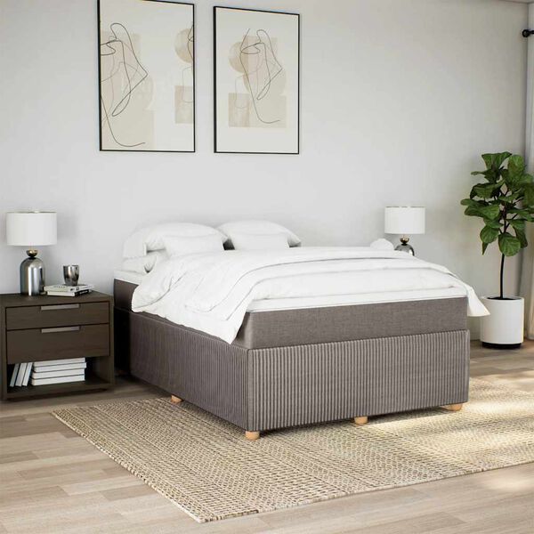 vidaXL &Kappa;&rho;&epsilon;&beta;ά&tau;&iota; Boxspring &mu;&epsilon; &Sigma;&tau;&rho;ώ&mu;&alpha; Taupe 160x200 &epsilon;&kappa;. &Upsilon;&phi;&alpha;&sigma;&mu;ά&tau;&iota;&nu;&omicron;