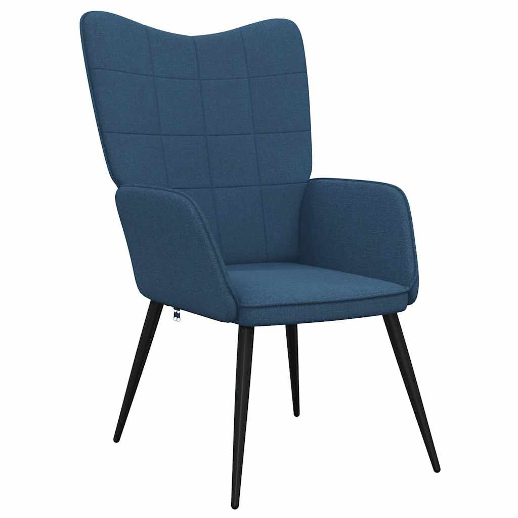 vidaXL Πολυθρόνα Relax Μπλε Υφασμάτινη με Σκαμπό