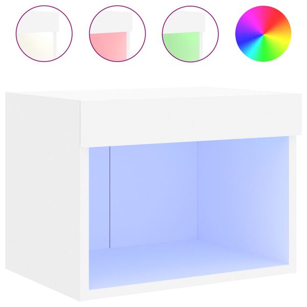 vidaXL Κομοδίνο Επιτοίχιο με Φώτα LED Λευκό