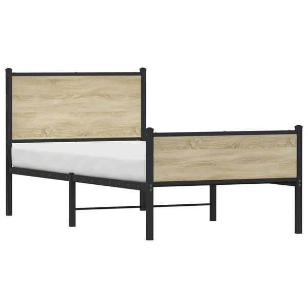 vidaXL Σκελετός Κρεβ. Χωρίς Στρώμα Sonoma Δρυς 100x200 εκ. Μεταλλικό
