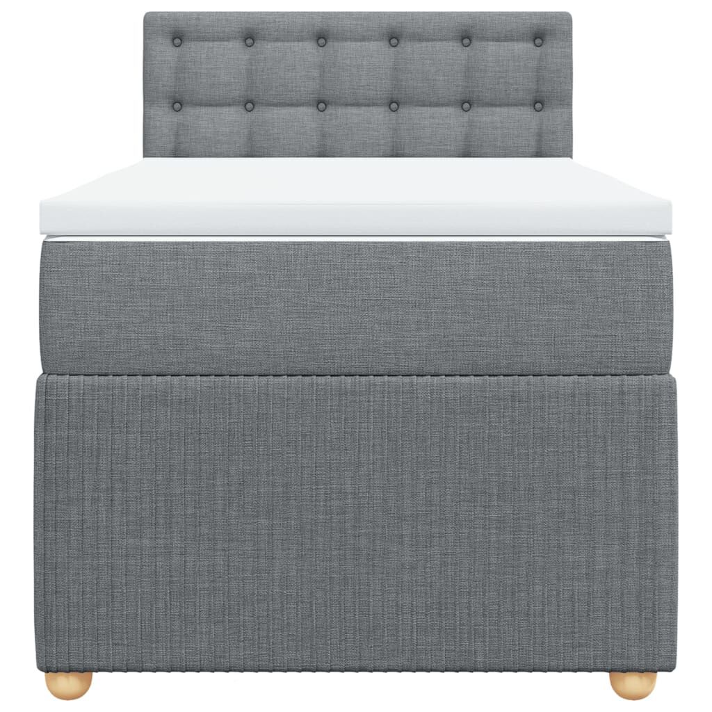vidaXL Κρεβάτι Boxspring με Στρώμα Ανοιχτό Γκρι 100x200 εκ. Υφασμάτινο