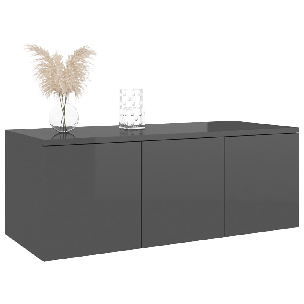 vidaXL Έπιπλο Τηλεόρασης Γυαλιστερό Γκρι 80 x 34 x 30 εκ. Επεξ. Ξύλο