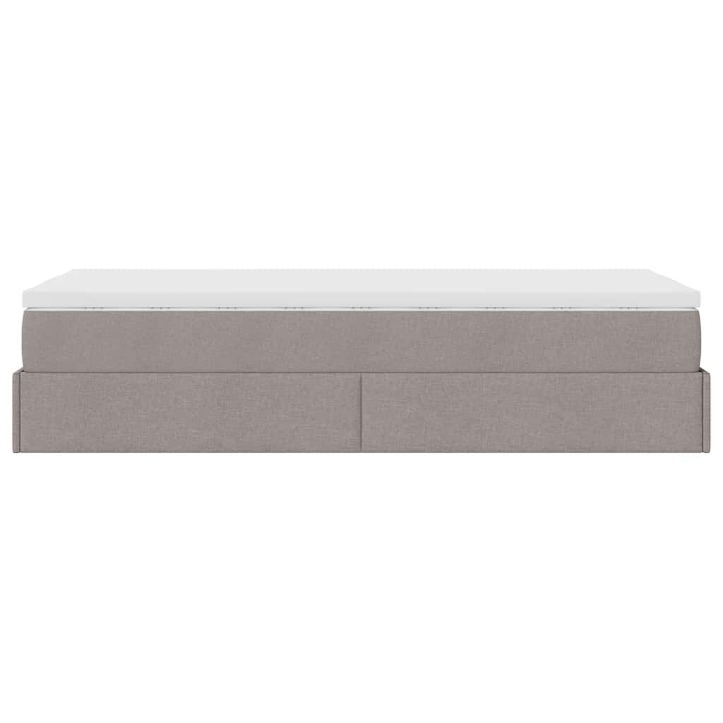 vidaXL Οθωμανικό κρεβάτι με στρώμα Taupe 100x200cm ύφασμα