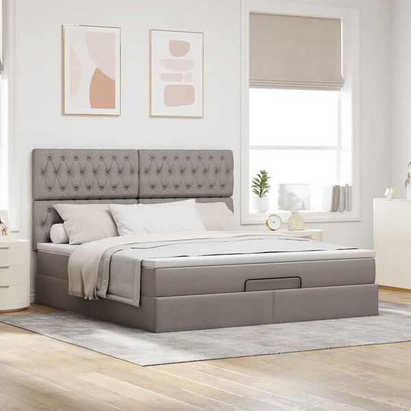 vidaXL &Omicron;&theta;&omega;&mu;&alpha;&nu;&iota;&kappa;ό &kappa;&rho;&epsilon;&beta;ά&tau;&iota; &mu;&epsilon; &sigma;&tau;&rho;ώ&mu;&alpha; Taupe 160x200cm ύ&phi;&alpha;&sigma;&mu;&alpha;