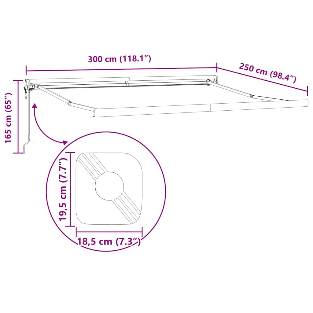 vidaXL Τέντα Πτυσσόμενη Αυτόματη Καφέ 300x250 εκ.