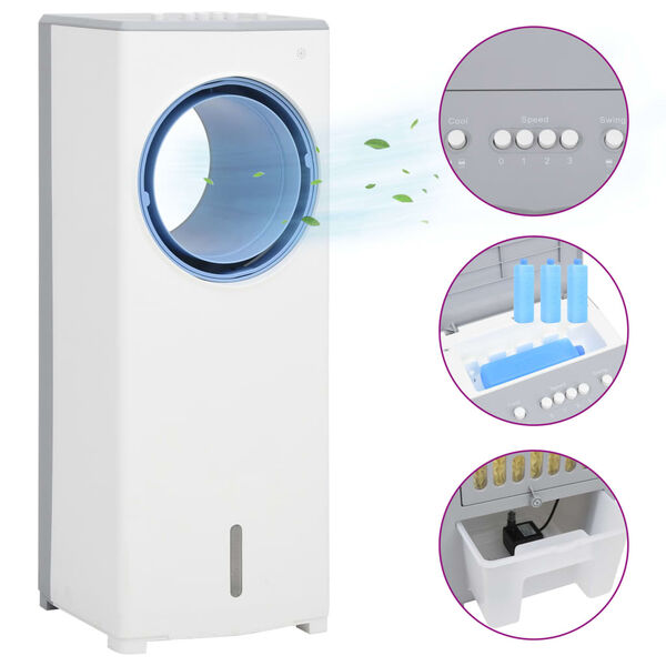 vidaXL Air Cooler Φορητό 3 σε 1 Άσπρο 264 x 255 x 680 εκ. 80 W