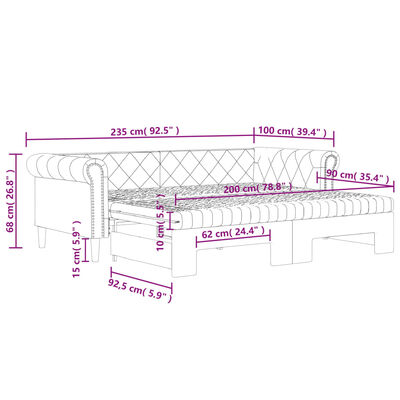 vidaXL Καναπές Κρεβάτι Συρόμενος Λευκός 90x200 εκ Συνθ. Δέρμα/Στρώματα