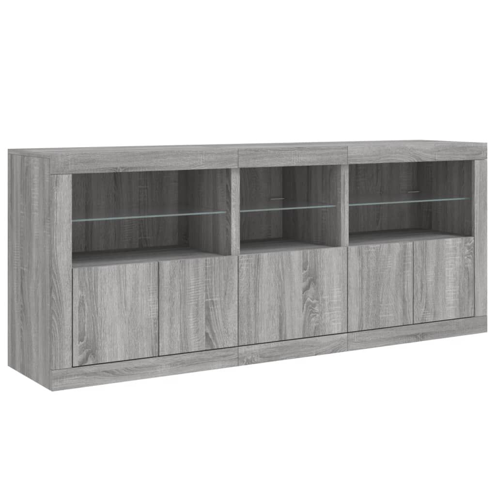 vidaXL Μπουφές με LED Γκρι Sonoma 162x37x67 εκ.